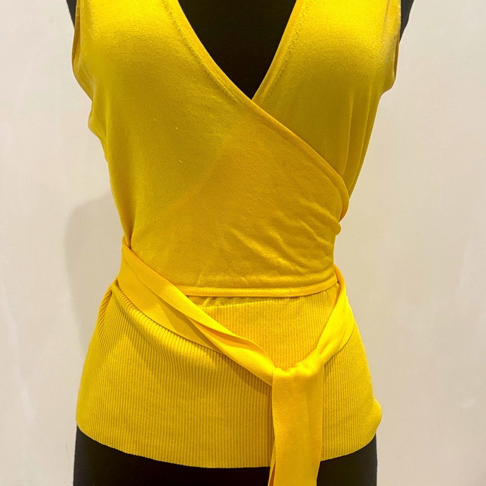 Express Design Studio NWOT Y2K Yellow Silk Blend Wrap  Limited Edition Size M - Picture 4 of 8
